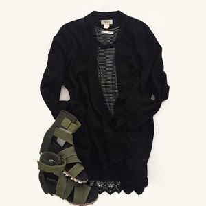 Style & Co Open Front Cardigan w/Crochet Edge